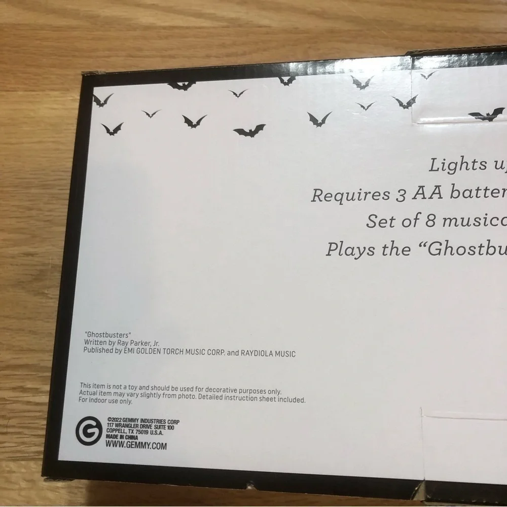 Gemmy Ghost String Lights Plays Ghostbuster Song NEW Battery Operated Halloween